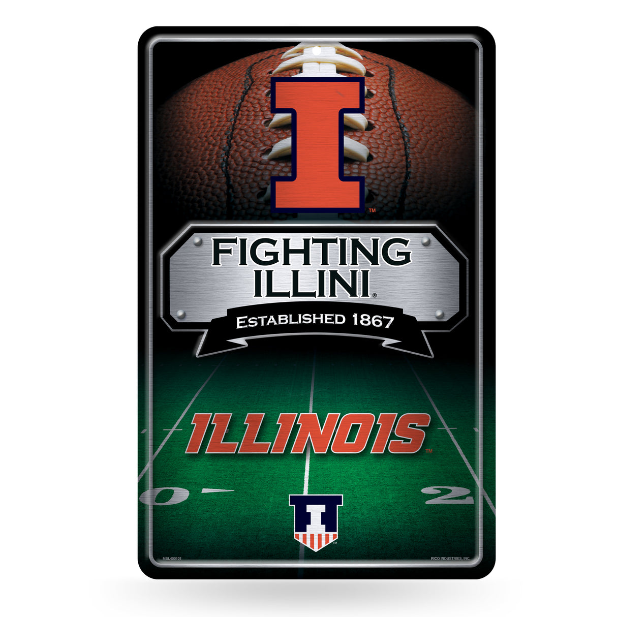 NCAA Illinois Fighting Illini Large Metal Sign Fan Gear NCAA Illinois Fighting Illini