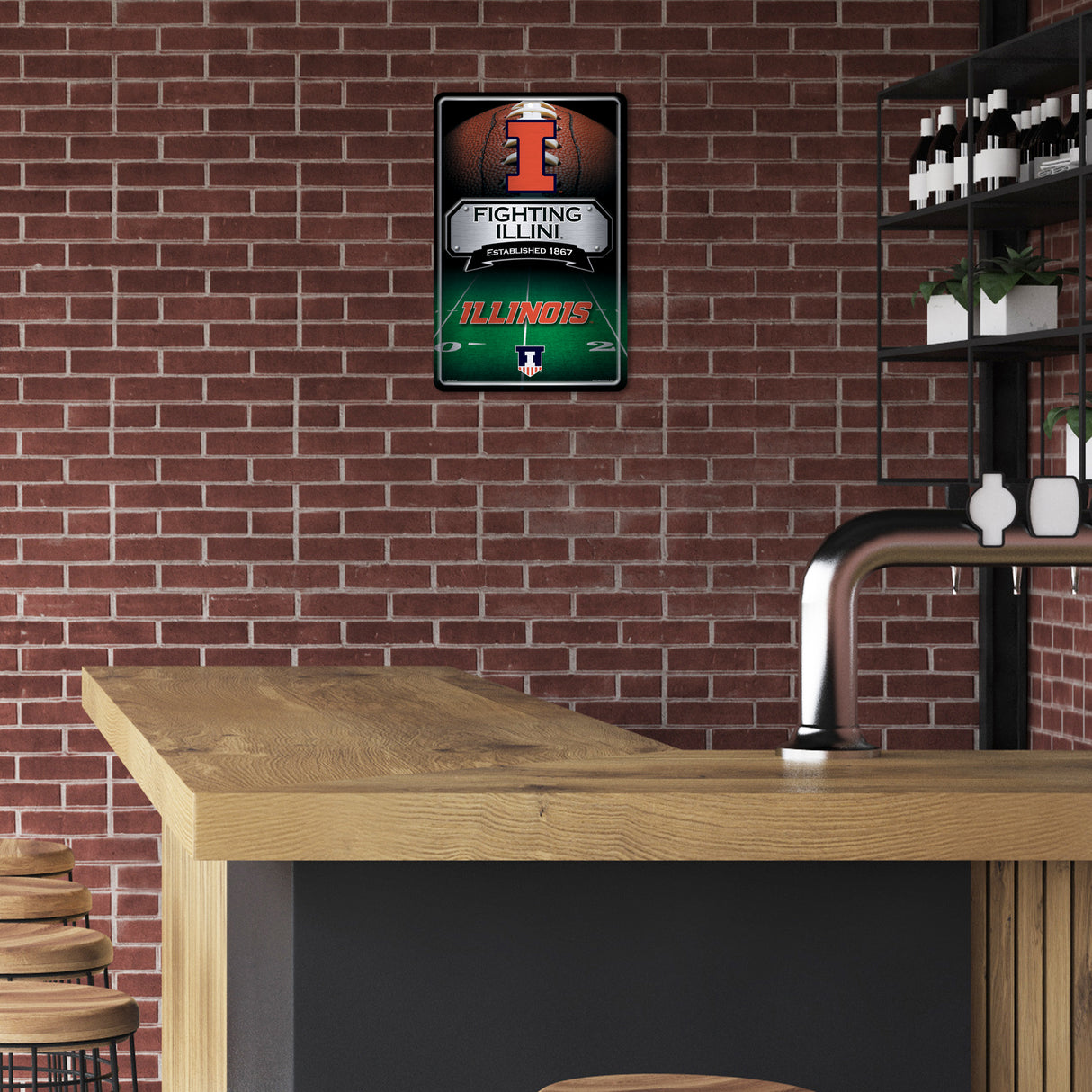 NCAA Illinois Fighting Illini Large Metal Sign Fan Gear NCAA Illinois Fighting Illini