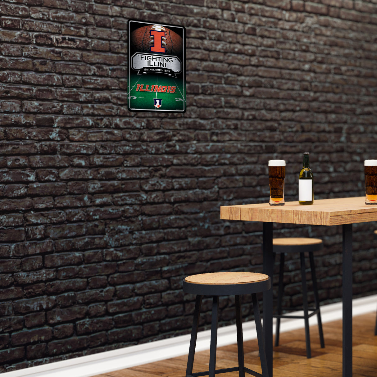 NCAA Illinois Fighting Illini Large Metal Sign Fan Gear NCAA Illinois Fighting Illini