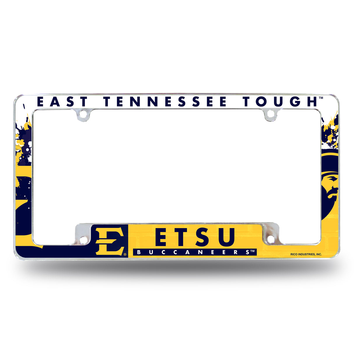 NCAA East Tennessee State Buccaneers All Over Chrome License Plate Frame Fan Gear NCAA East Tennessee State Buccaneers