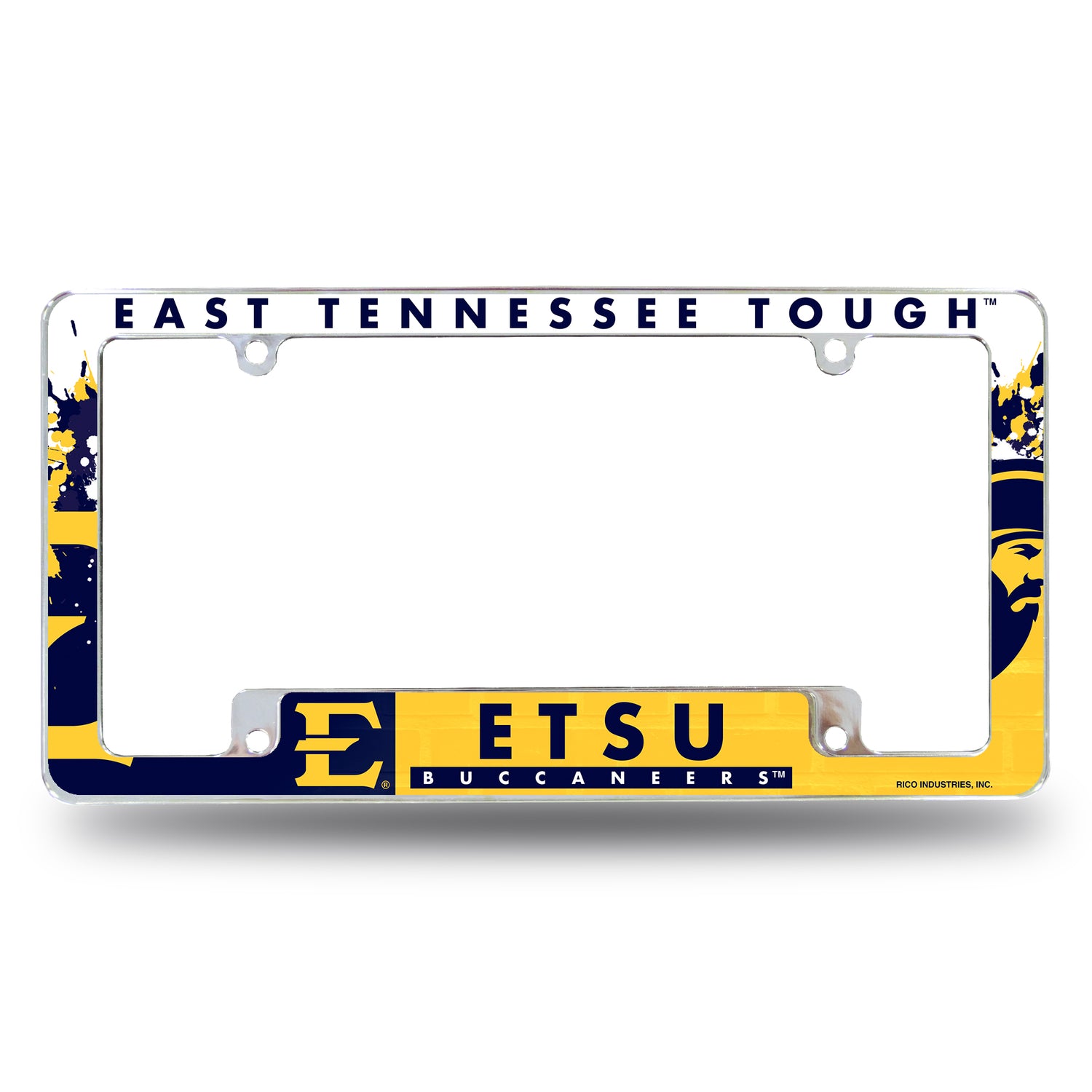 NCAA East Tennessee State Buccaneers All Over Chrome License Plate Frame Fan Gear NCAA East Tennessee State Buccaneers
