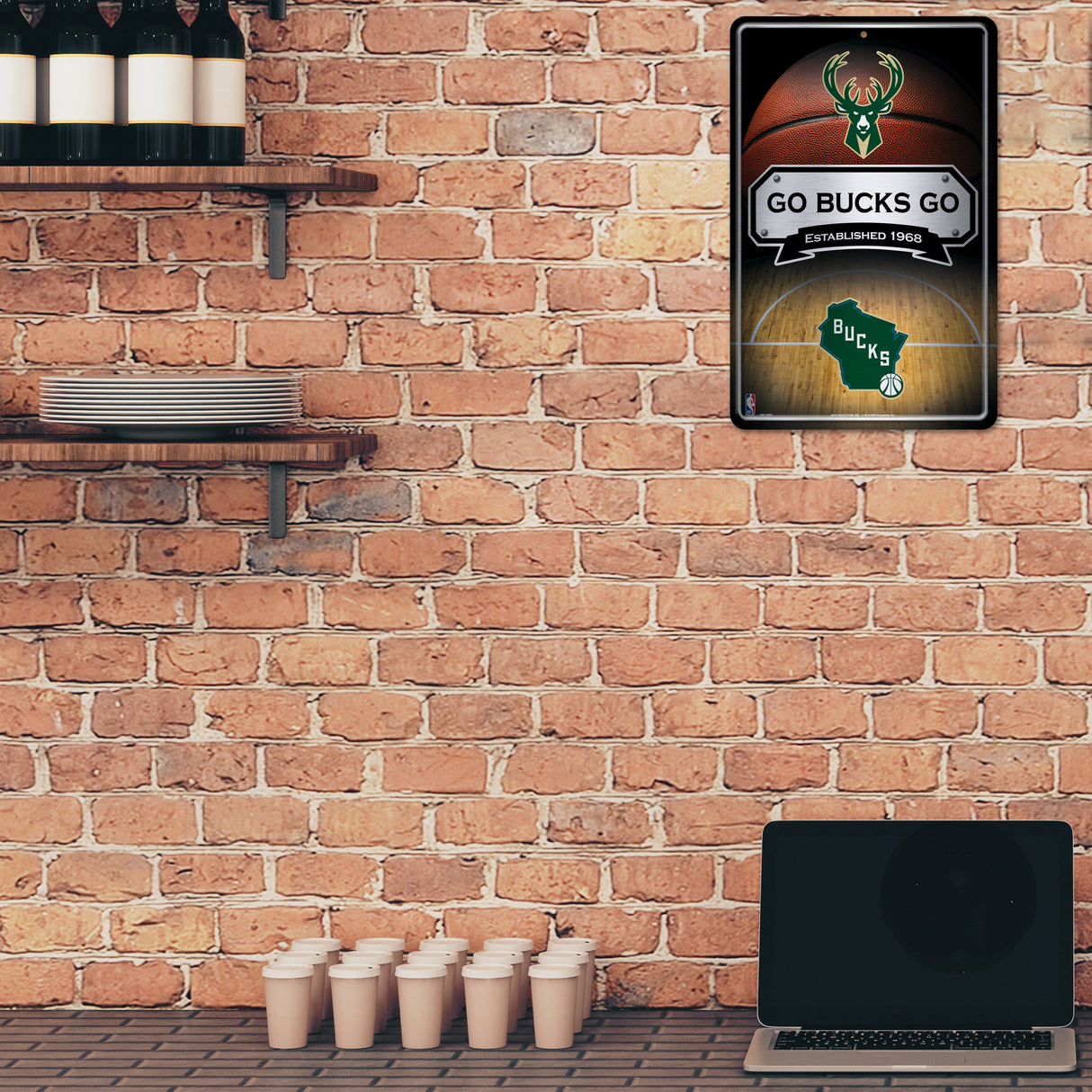 NBA Milwaukee Bucks Large Metal Sign Fan Gear NBA Milwaukee Bucks