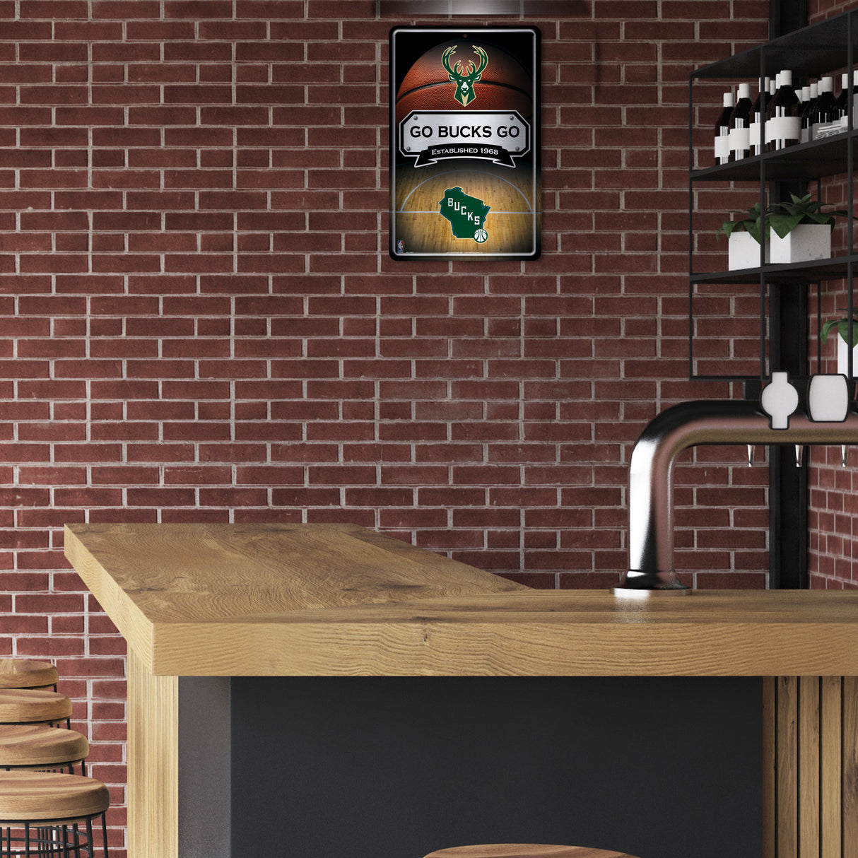 NBA Milwaukee Bucks Large Metal Sign Fan Gear NBA Milwaukee Bucks