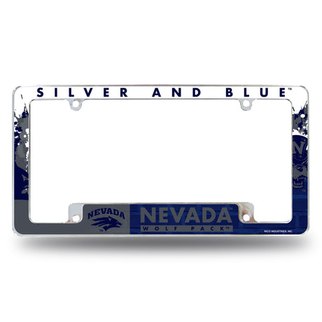 NCAA University of Nevada Reno Wolf Pack All Over Chrome License Plate Frame Fan Gear NCAA University of Nevada Reno Wolf Pack