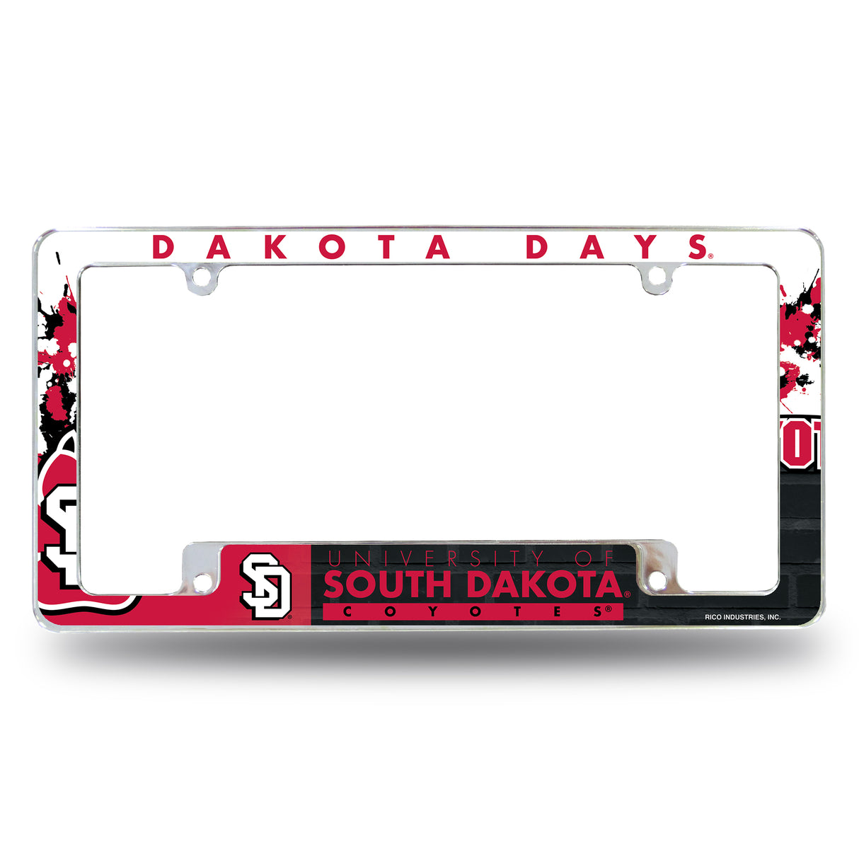 NCAA South Dakota Coyotes All Over Chrome License Plate Frame Fan Gear NCAA South Dakota Coyotes