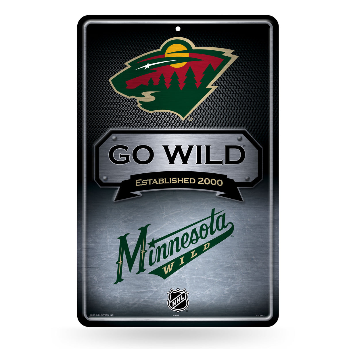 NHL Minnesota Wild Large Metal Sign Fan Gear NHL Minnesota Wild