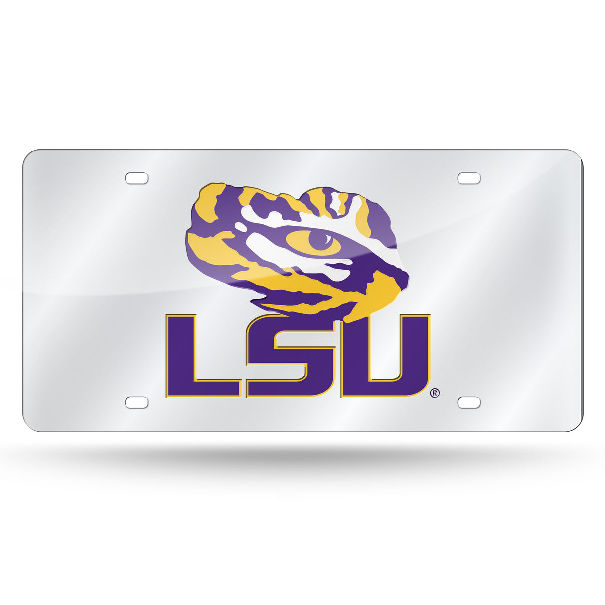 NCAA LSU Tigers Silver Laser Cut Automobile Tag Fan Gear NCAA LSU Tigers