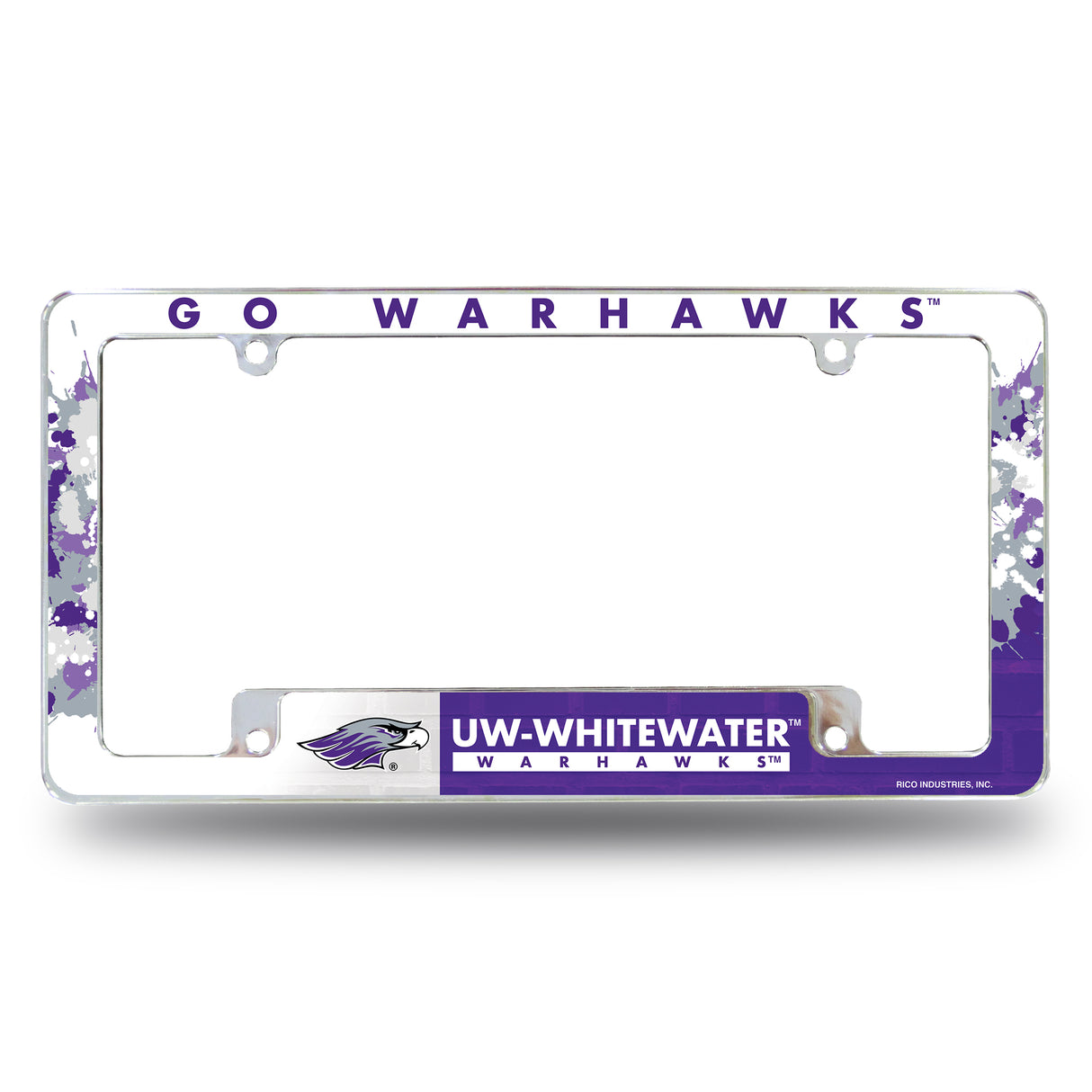 NCAA Wisconsin-Whitewater Warhawks All Over Chrome License Plate Frame Fan Gear NCAA Wisconsin-Whitewater Warhawks