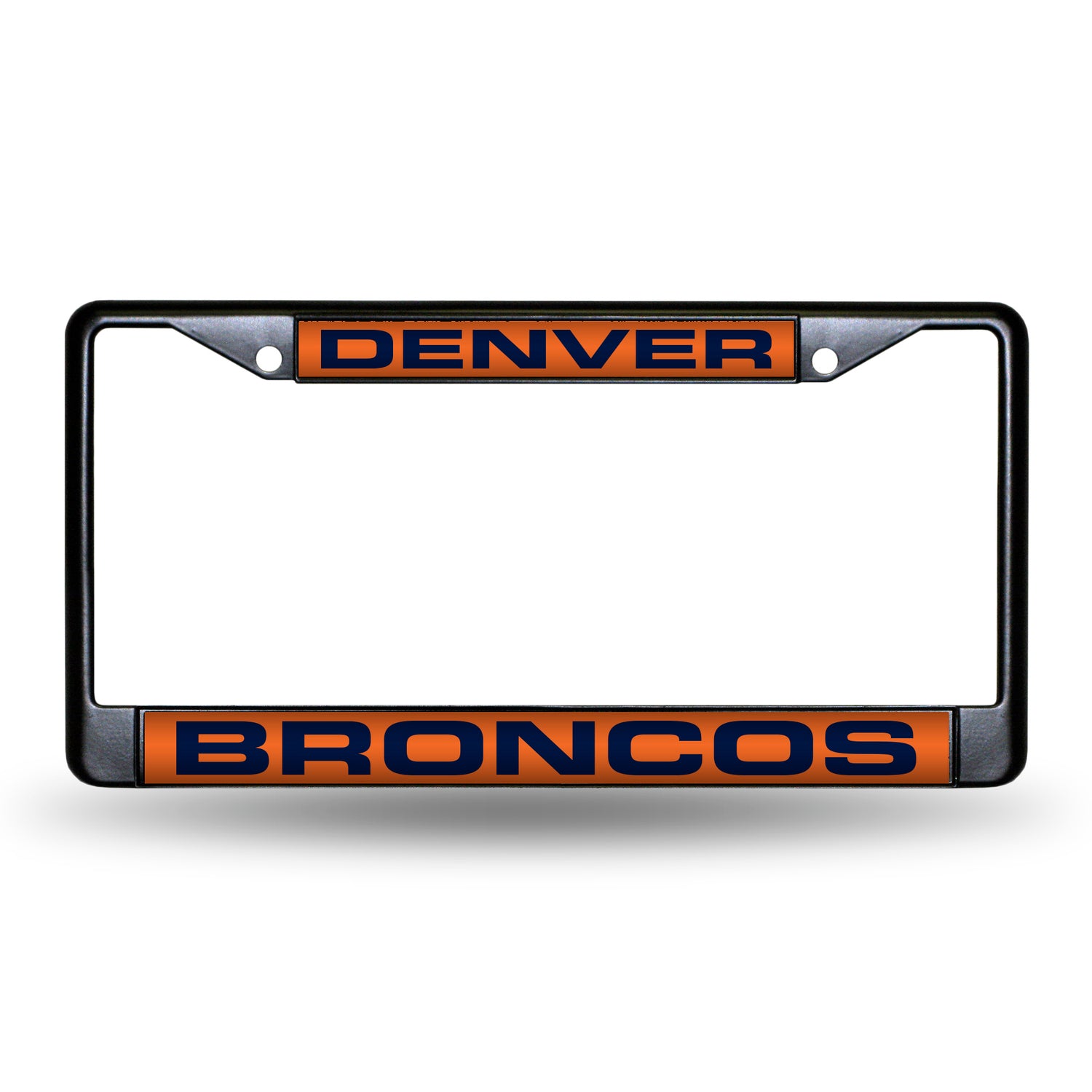 NFL Denver Broncos Laser Cut Chrome License Plate Frame Black Fan Gear NFL Denver Broncos