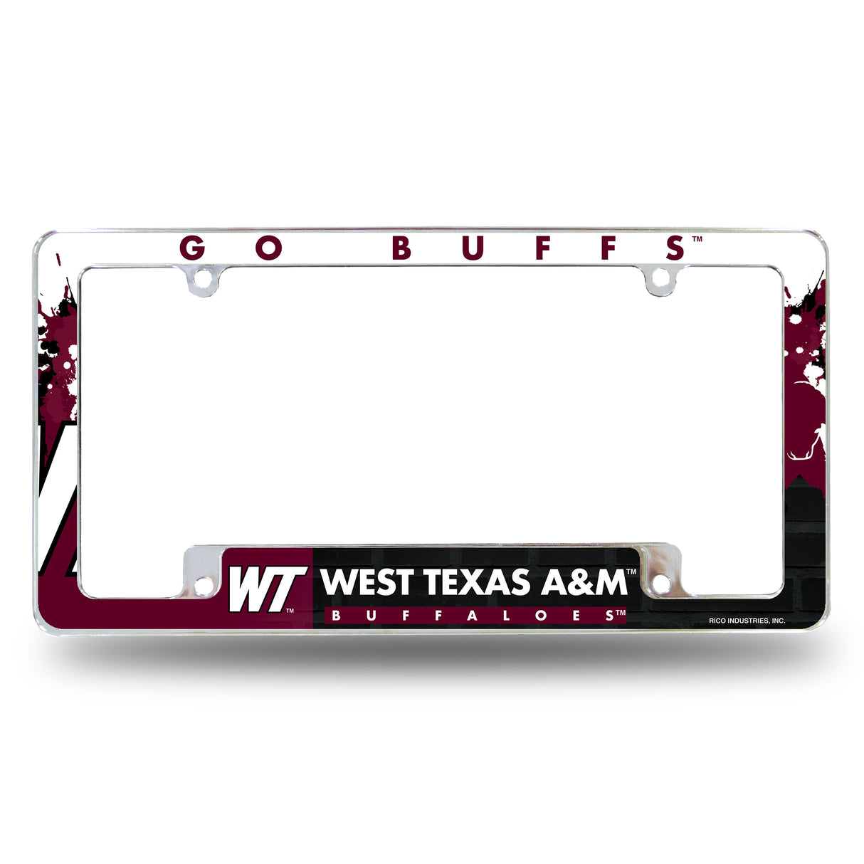 NCAA West Texas A&M Buffalos All Over Chrome License Plate Frame Fan Gear NCAA West Texas A&m Buffalos