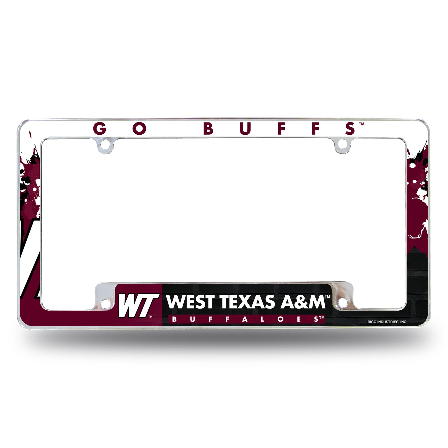 NCAA West Texas A&M Buffalos All Over Chrome License Plate Frame Fan Gear NCAA West Texas A&m Buffalos