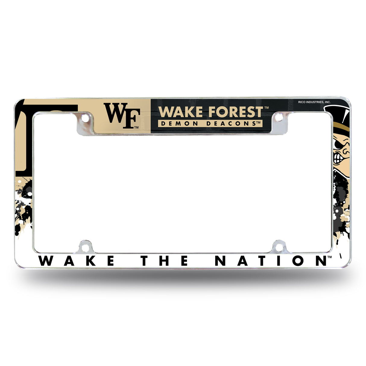 NCAA Wake Forest Demon Deacons All Over Chrome License Plate Frame Fan Gear NCAA Wake Forest Demon Deacons