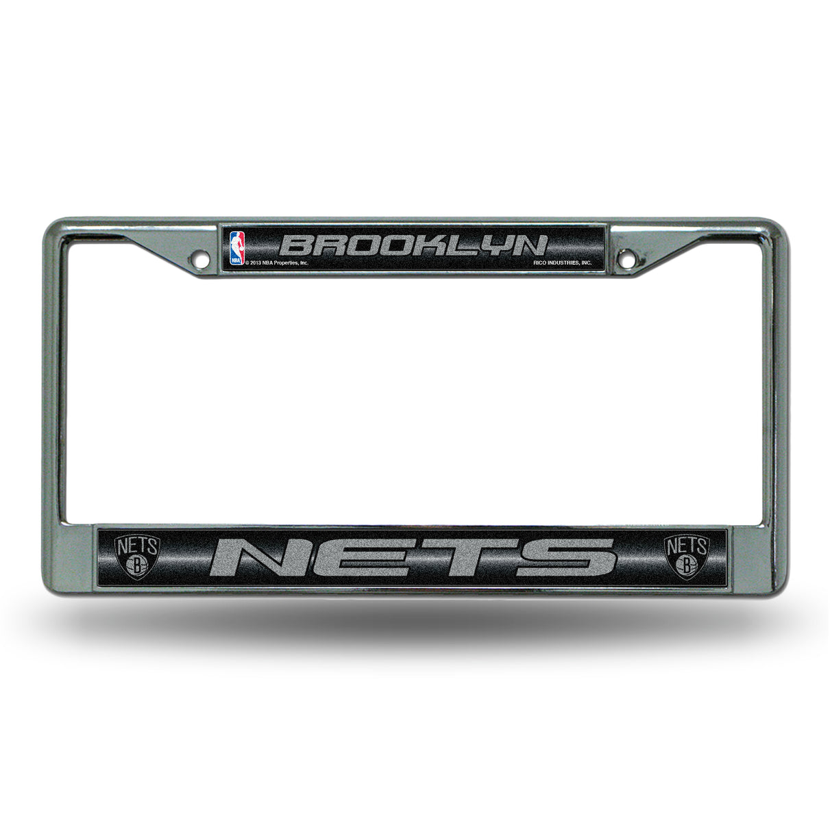 NBA Brooklyn Nets Chrome Glitter License Plate Frame Fan Gear NBA Brooklyn Nets