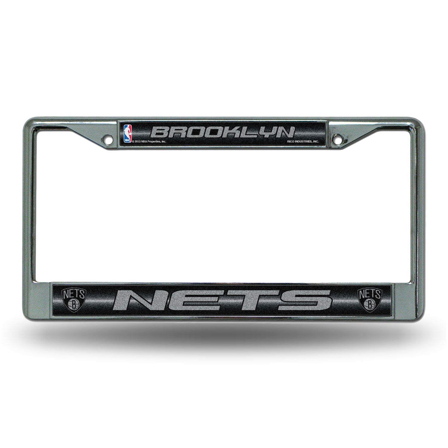NBA Brooklyn Nets Chrome Glitter License Plate Frame Fan Gear NBA Brooklyn Nets
