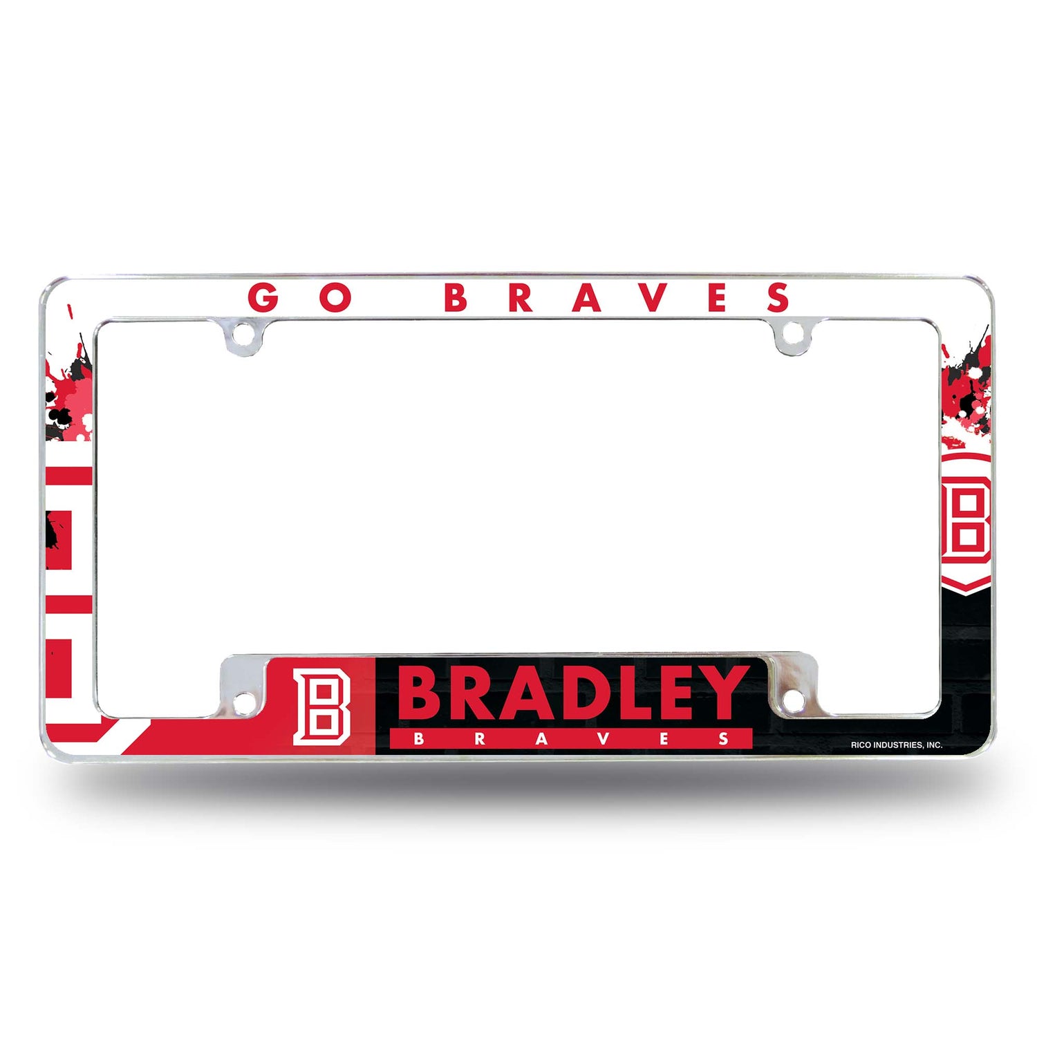 NCAA Bradley Braves All Over Chrome License Plate Frame Fan Gear NCAA Bradley Braves