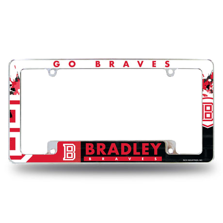 NCAA Bradley Braves All Over Chrome License Plate Frame Fan Gear NCAA Bradley Braves