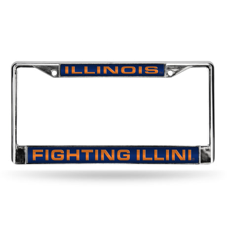 NCAA Illinois Fighting Illini Laser Cut Chrome License Plate Frame Fan Gear NCAA Illinois Fighting Illini