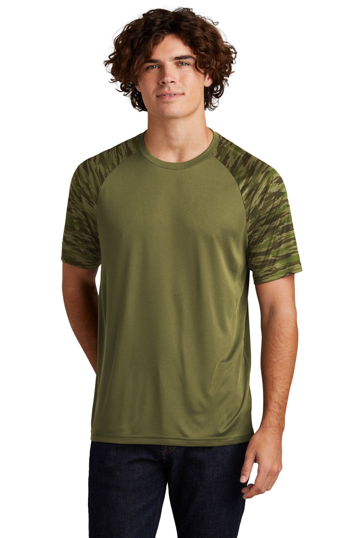 Sport-Tek Men's Drift Camo Colorblock Tee ST376