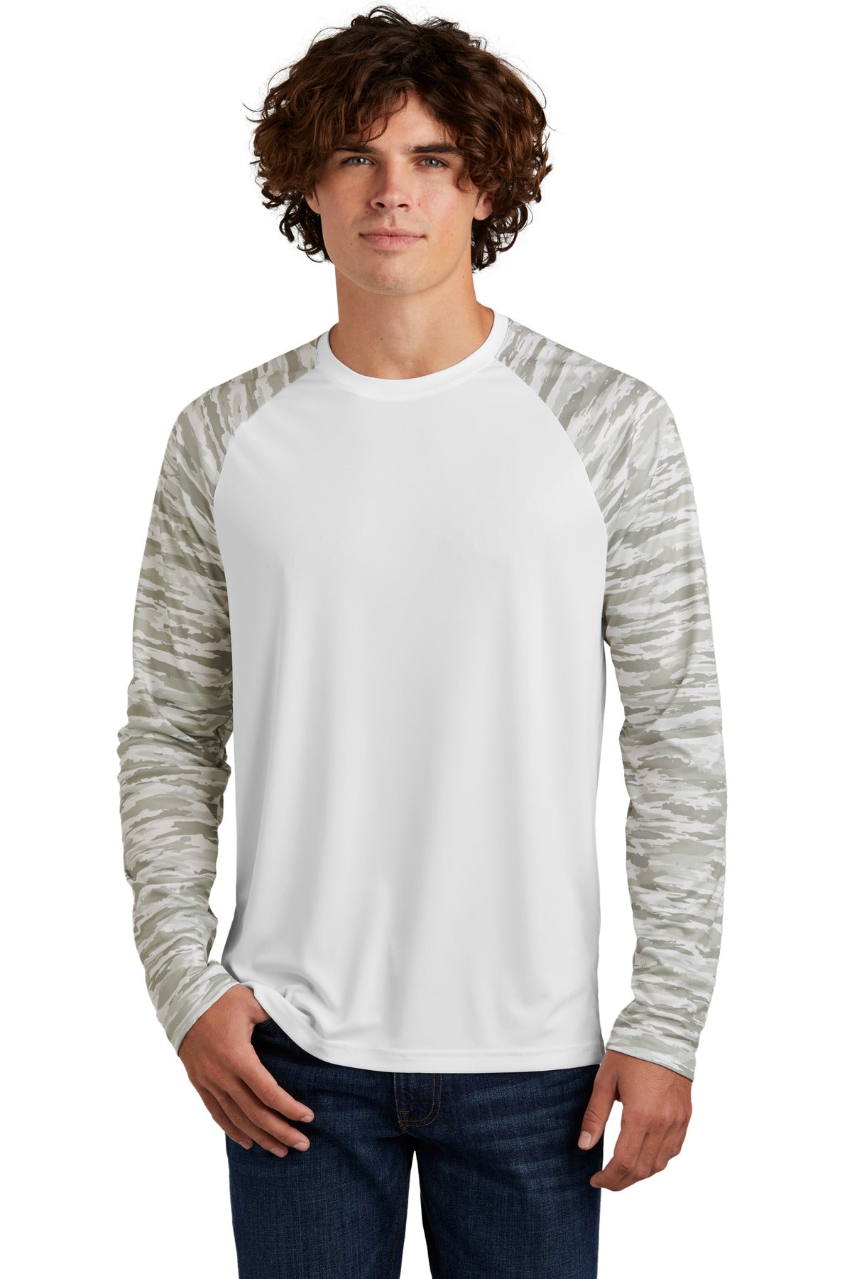 Sport-Tek Men's Drift Camo Colorblock Long Sleeve Tee ST376LS
