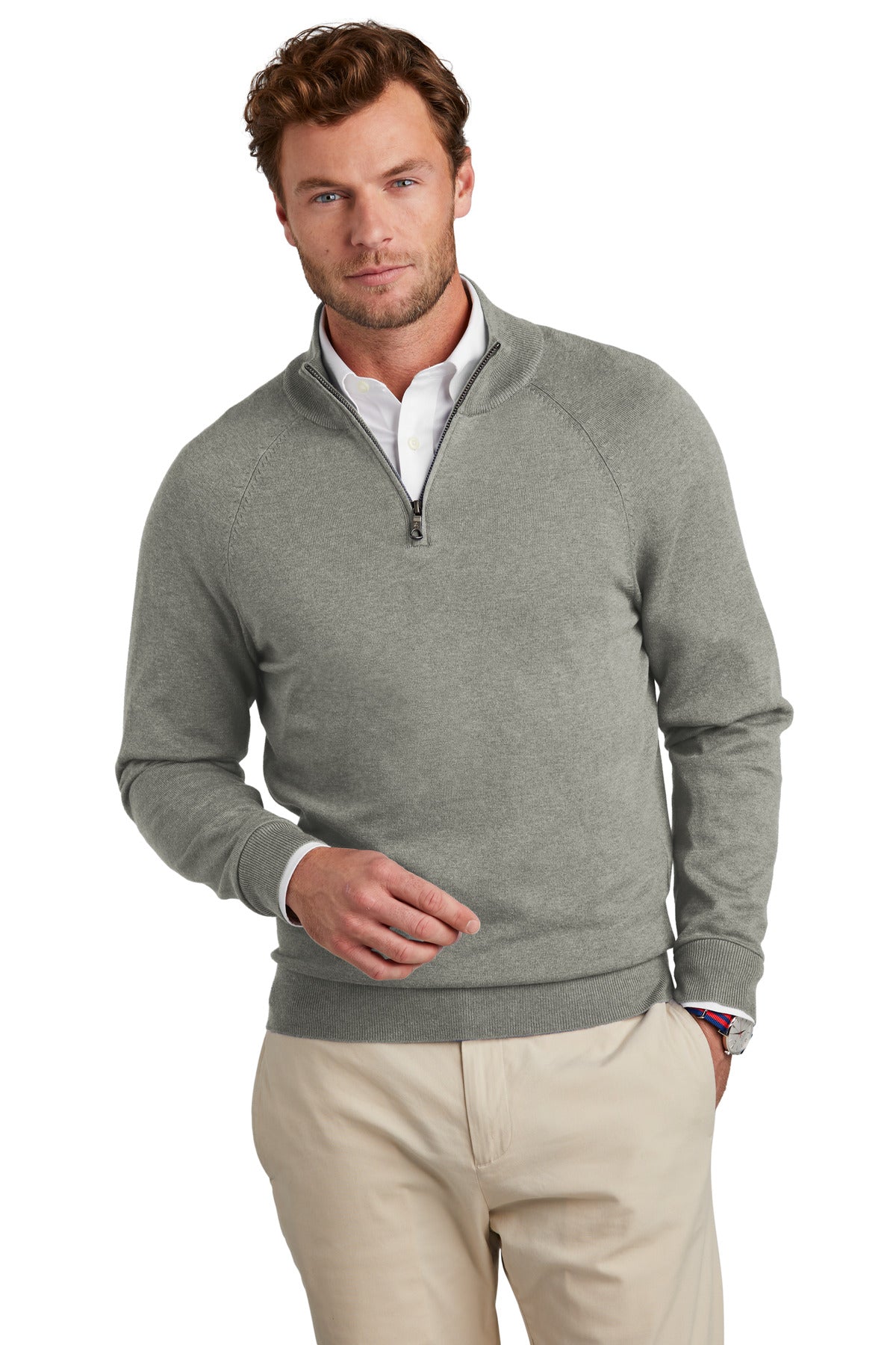 Brooks Brothers Cotton Stretch 1/4-Zip Sweater. BB18402 Corporate Apparel Sweatshirts & Fleece