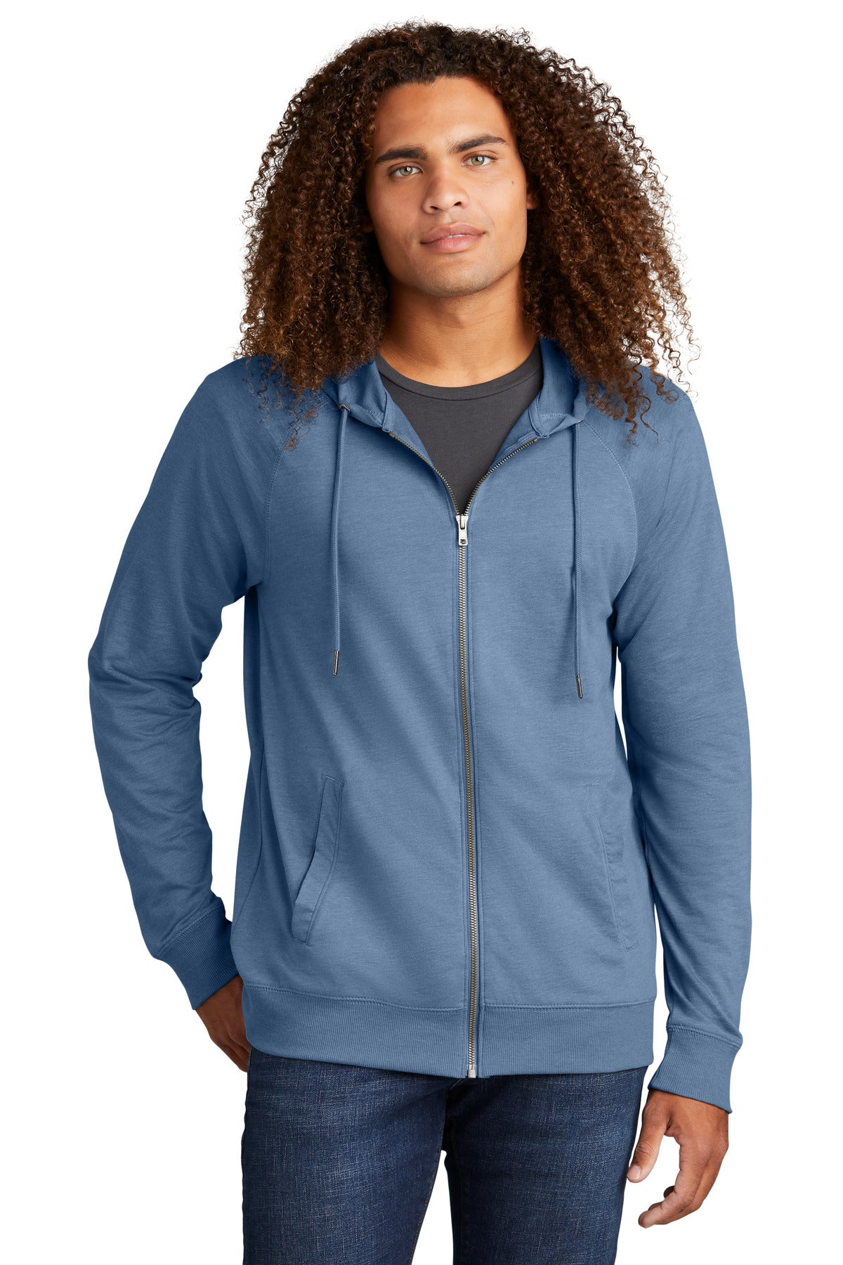 District Men's Featherweight French Terry Full-Zip Hoodie DT573