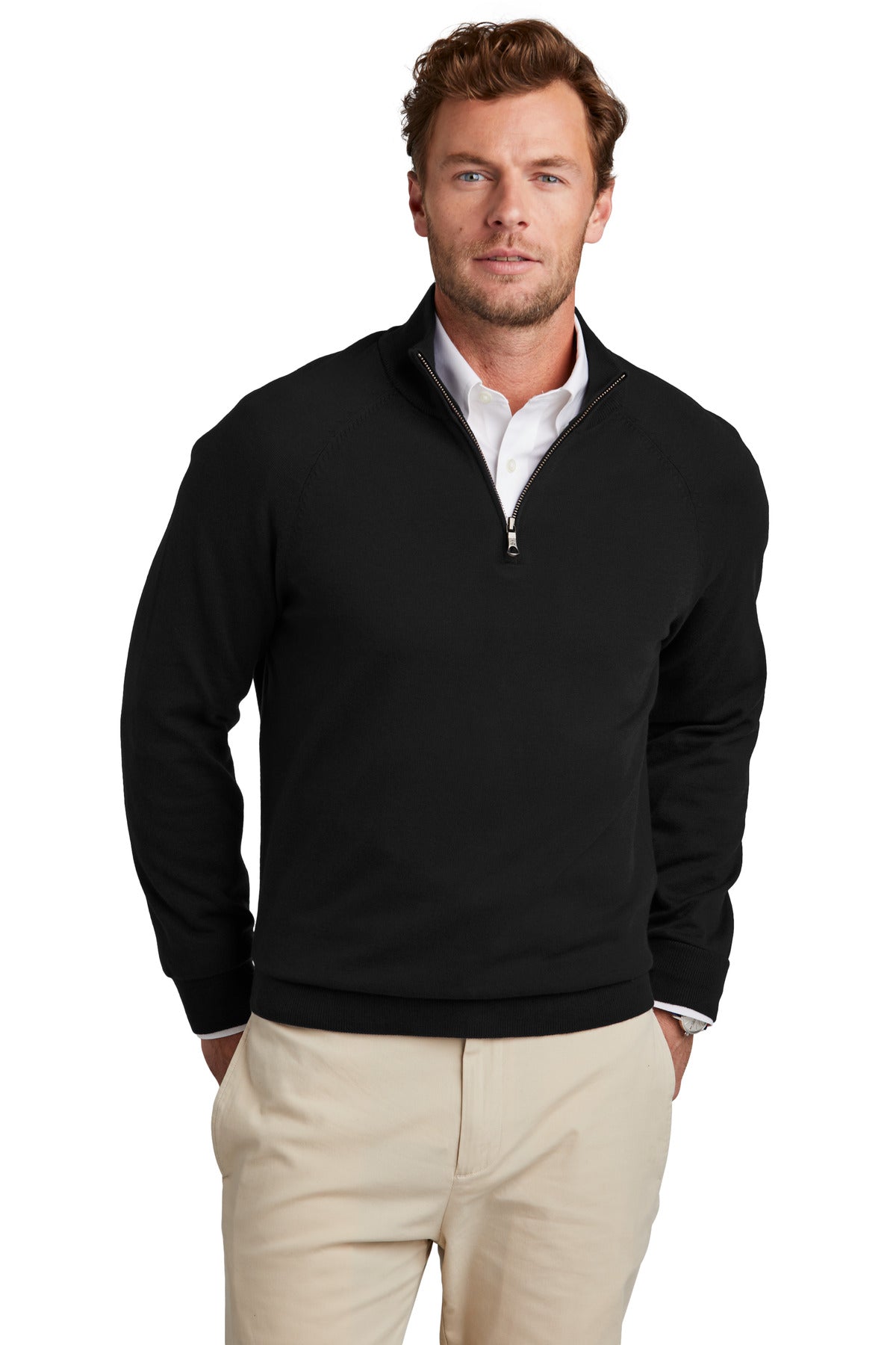 Brooks Brothers Cotton Stretch 1/4-Zip Sweater. BB18402 Corporate Apparel Sweatshirts & Fleece