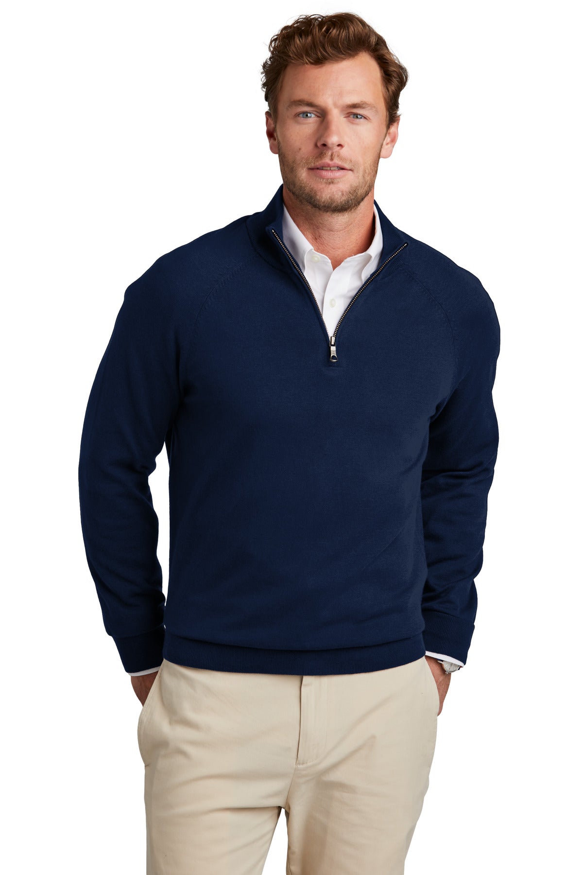 Brooks Brothers Cotton Stretch 1/4-Zip Sweater. BB18402 Corporate Apparel Sweatshirts & Fleece