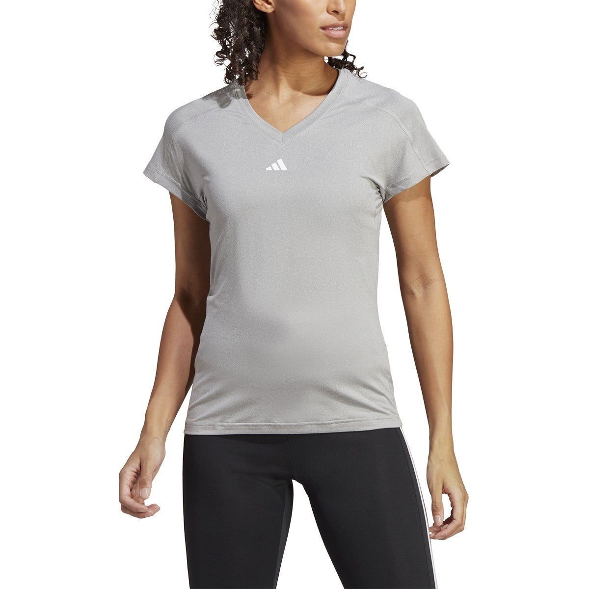 adidas Women's Aeroready Train Essentials Minimal Branding V-Neck Tee Womens Apparel Shirts & Tops