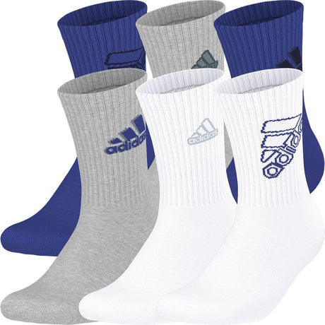 adidas Youth Cushioned Mixed 2.0 6-Pack Crew Socks Unisex Accessories Socks