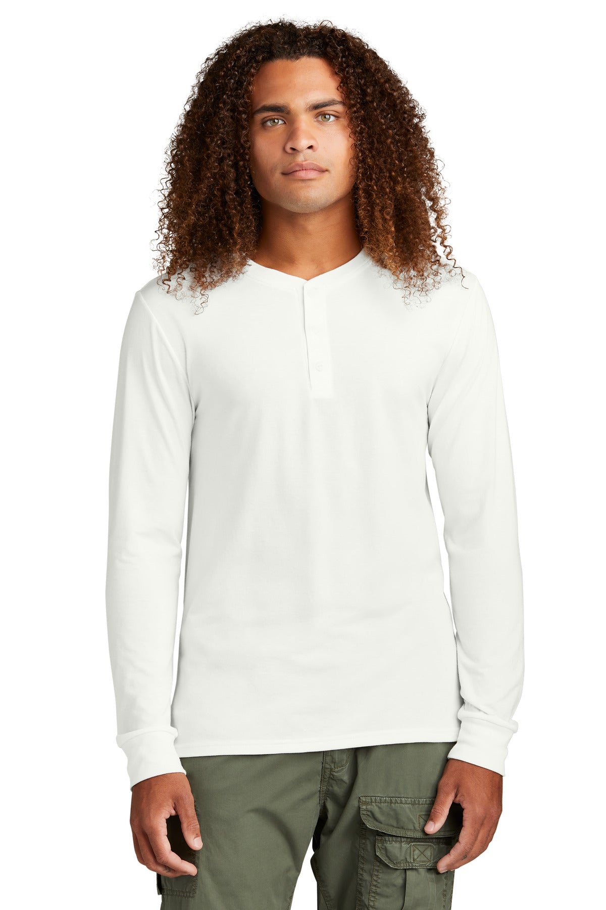 District Men's Perfect Tri Long Sleeve Henley DT145