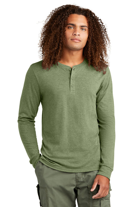 District Mens Perfect Tri Long Sleeve Henley DT145 Mens Apparel Shirts & Tops