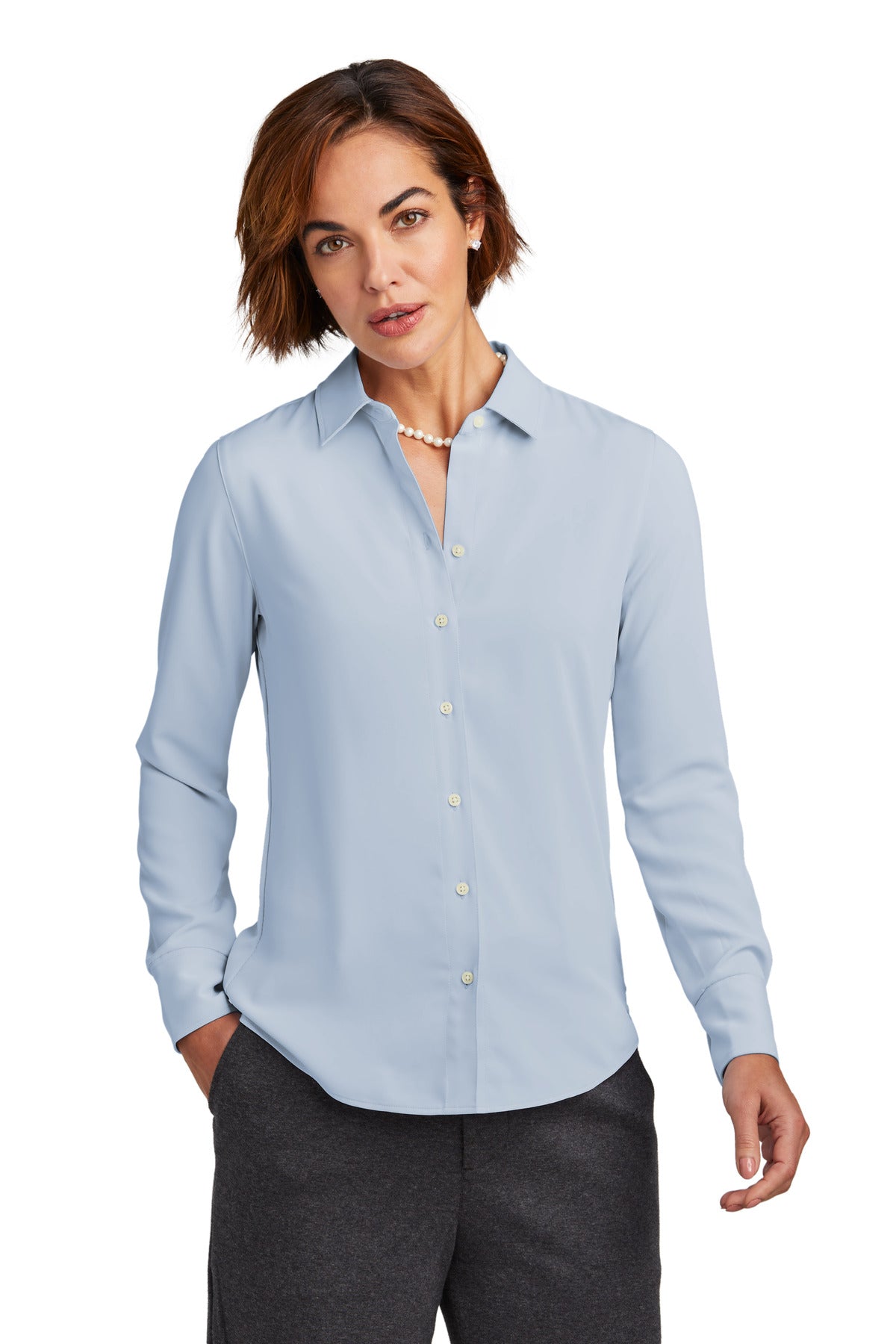 Brooks Brothers Women's Full-Button Satin Blouse. BB18007 Corporate Apparel Shirts & Tops