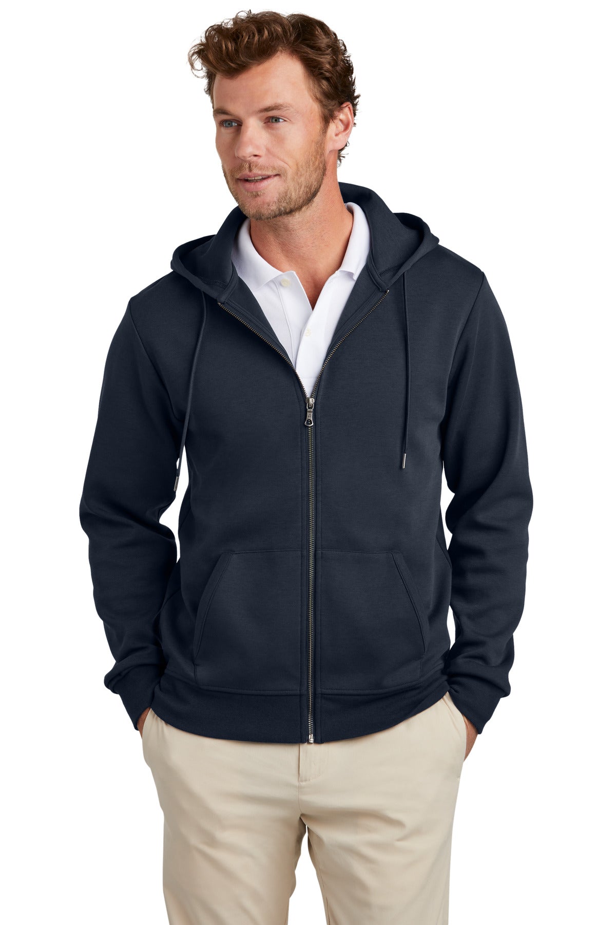 Brooks Brothers Double-Knit Full-Zip Hoodie. BB18208 Corporate Apparel Sweatshirts & Fleece