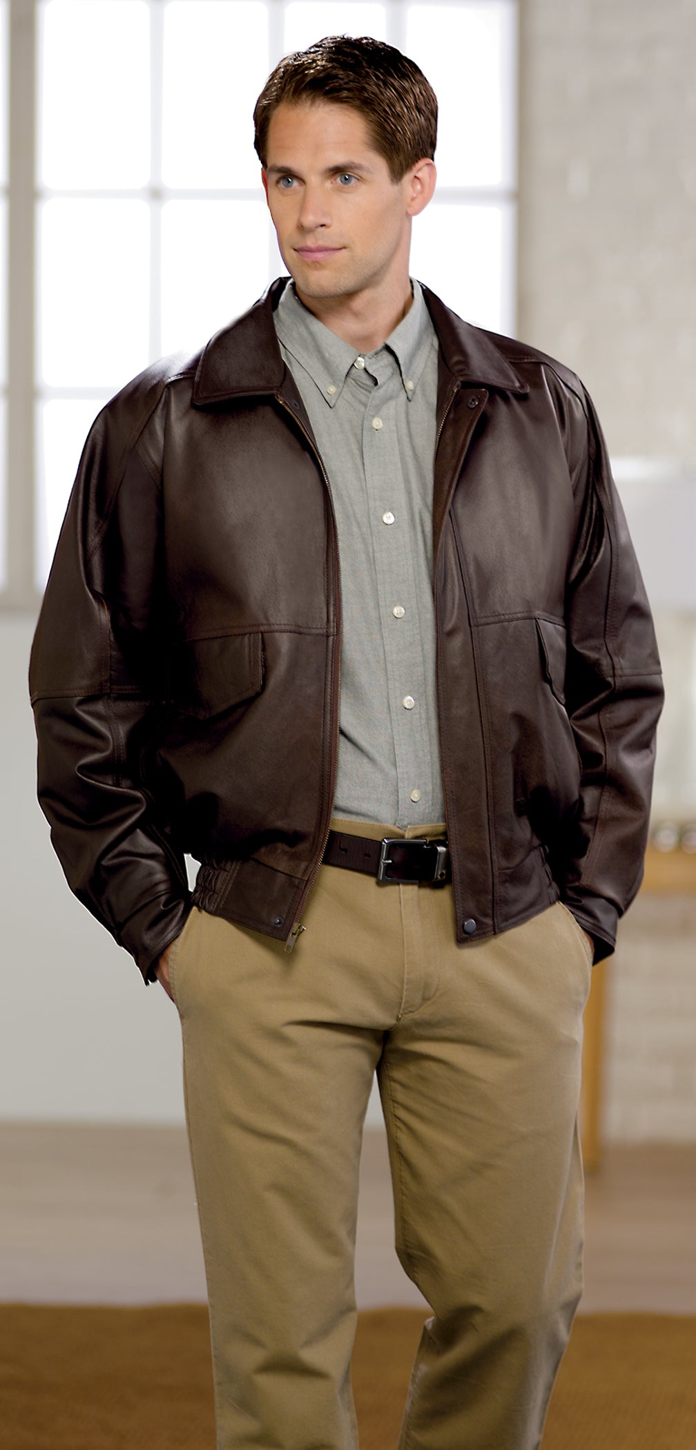 Burk's Bay Men's Buffed Bomber Brown Mens Apparel Jackets & Vests