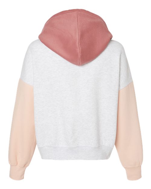 MV Sport Women's Sueded Fleece Colorblocked Crop Hooded Sweatshirt Womens Apparel Sweatshirts & Fleece