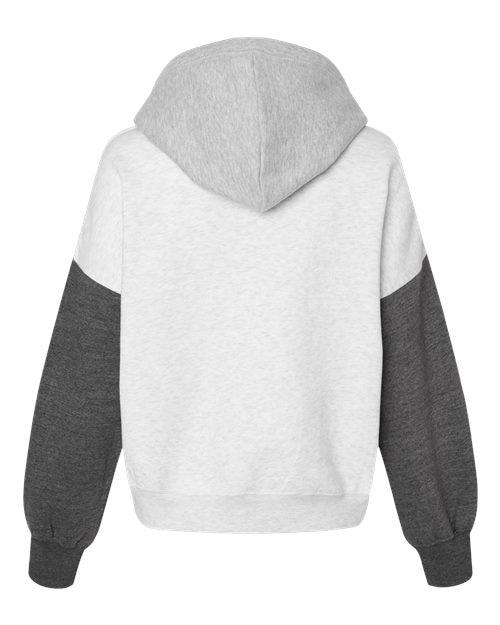 MV Sport Women's Sueded Fleece Colorblocked Crop Hooded Sweatshirt Womens Apparel Sweatshirts & Fleece