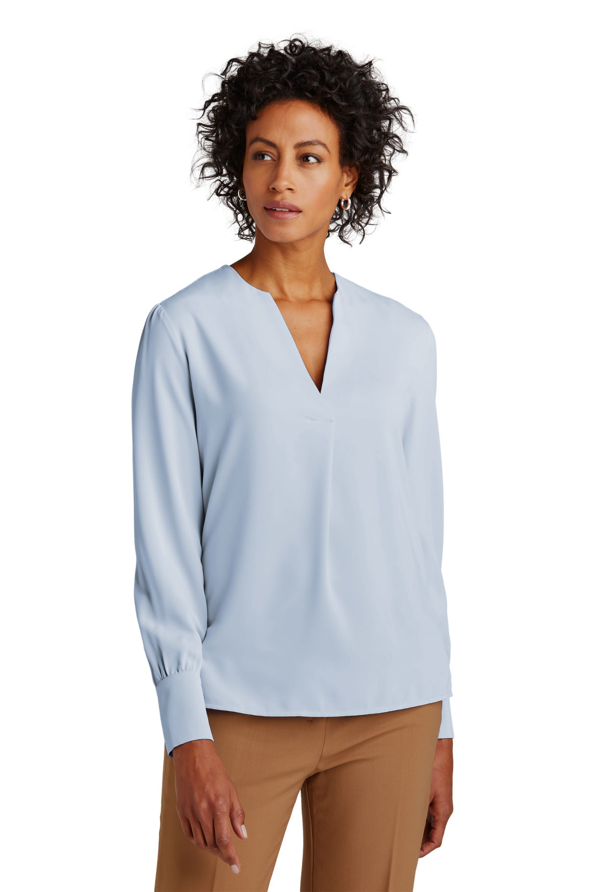 Brooks Brothers Women's Open-Neck Satin Blouse. BB18009 Corporate Apparel Shirts & Tops