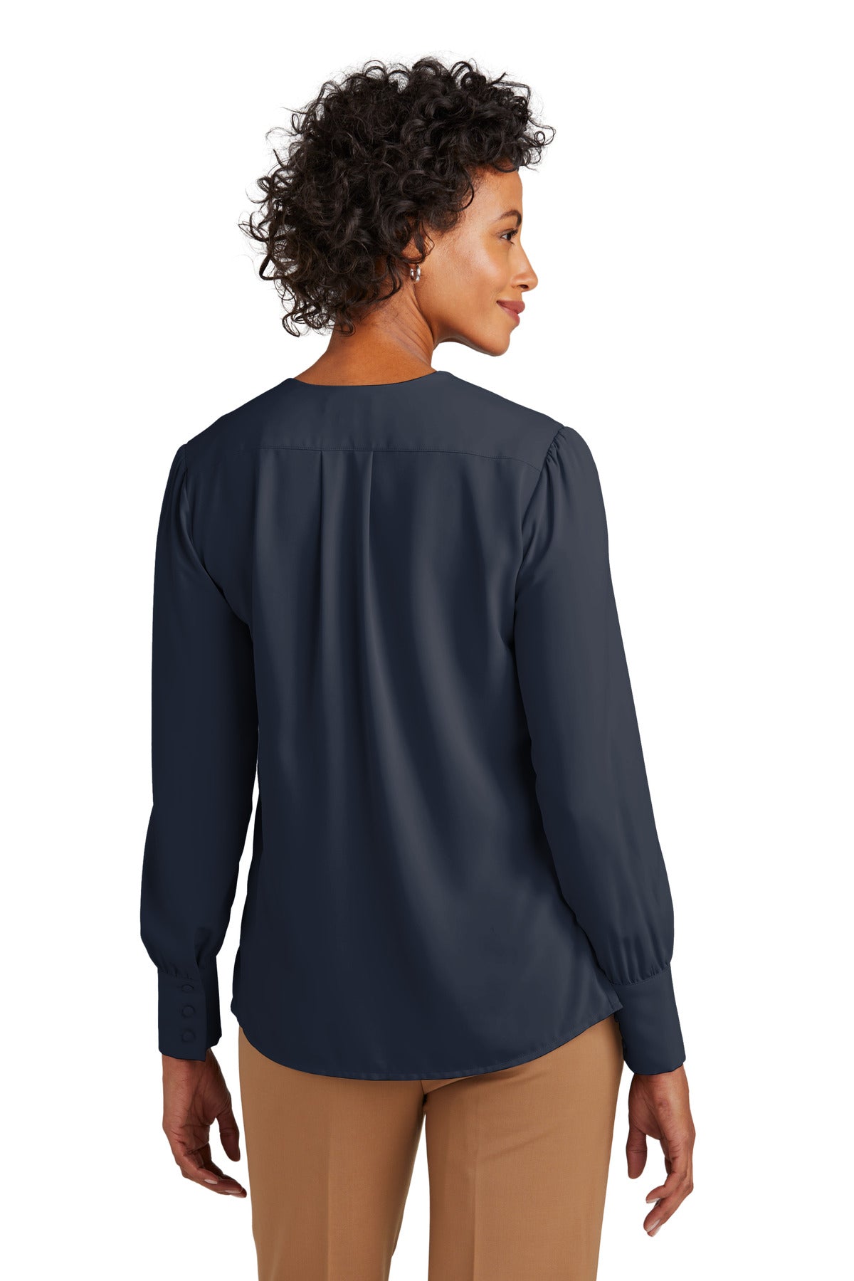 Brooks Brothers Women's Open-Neck Satin Blouse. BB18009 Corporate Apparel Shirts & Tops