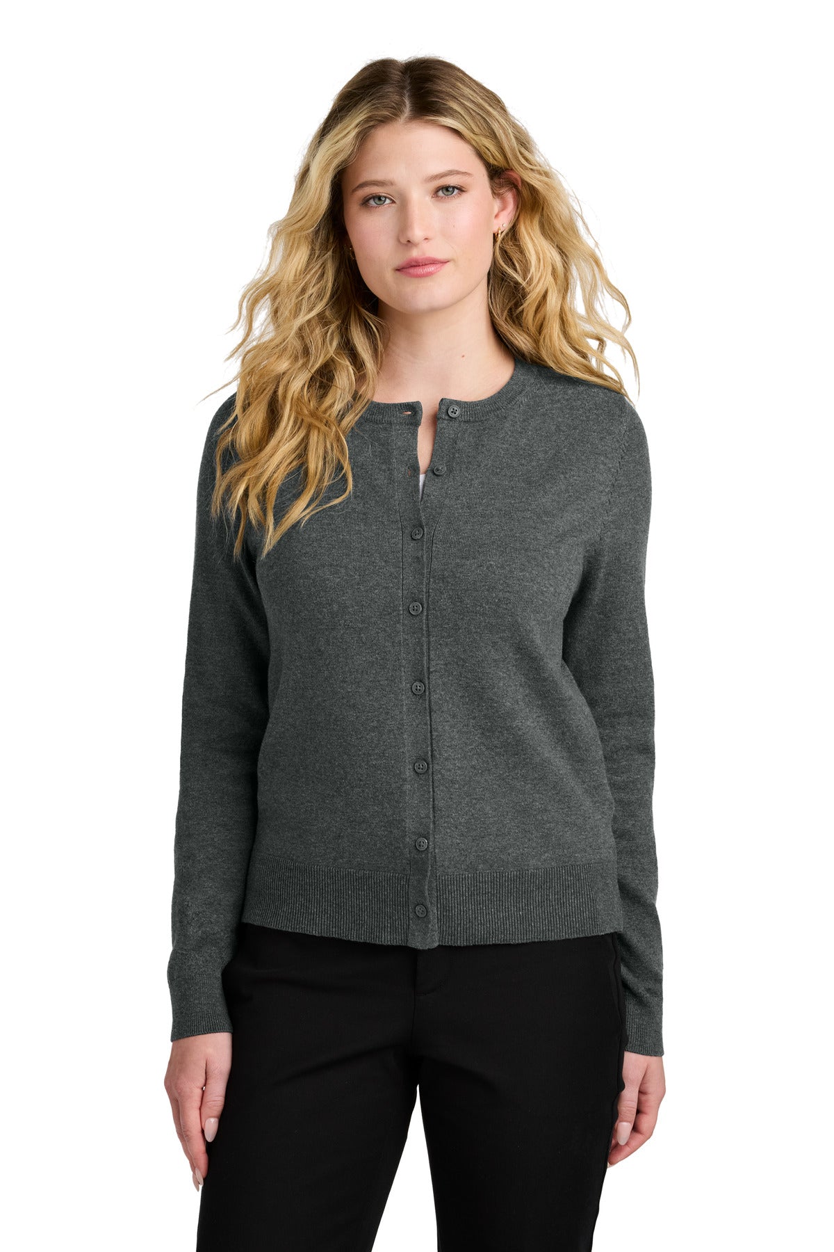 Port Authority Women's Easy Care Crewneck Cardigan Sweater Womens Apparel Sweatshirts & Fleece