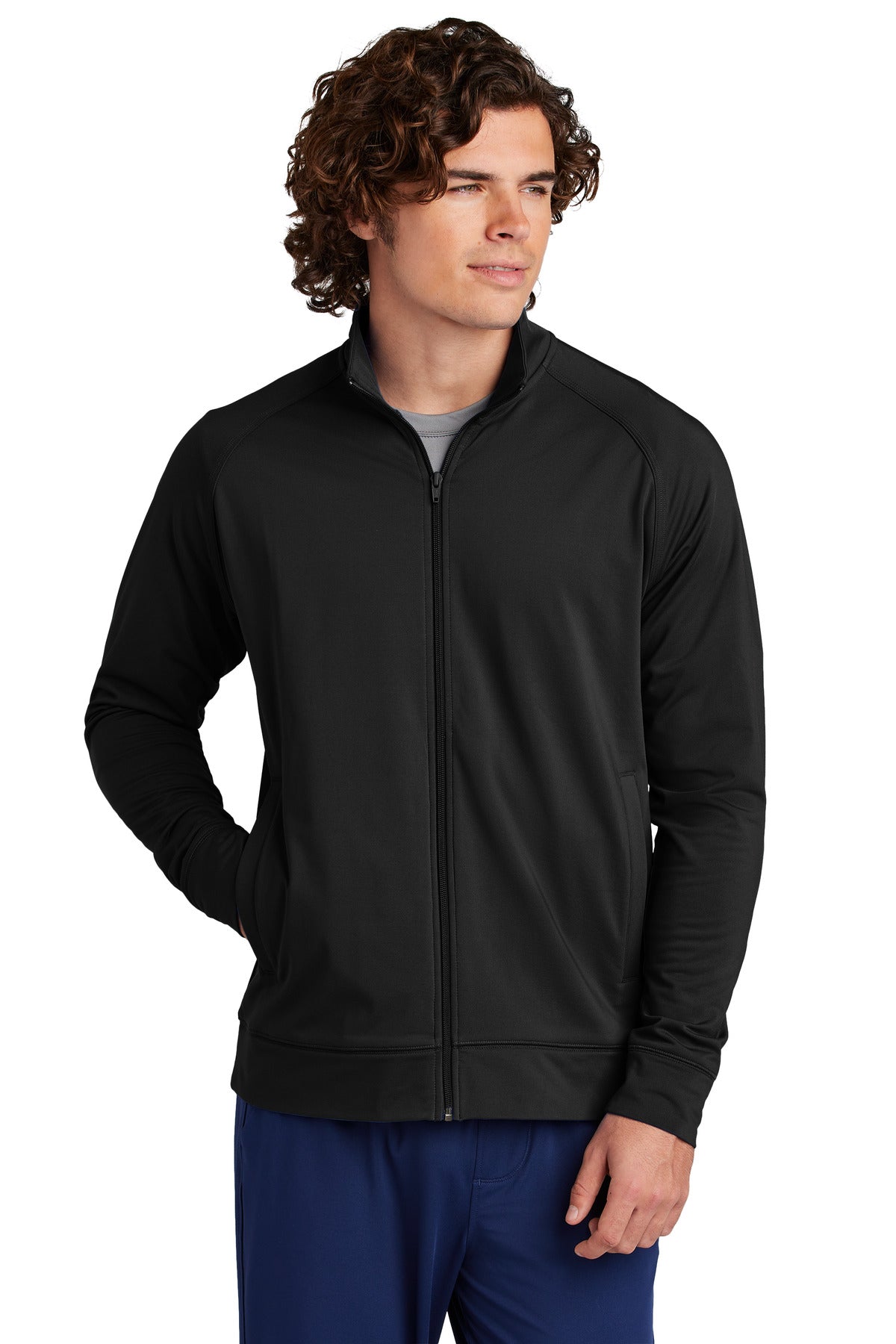 Sport-Tek Men's Sport-Wick Stretch Full-Zip Cadet Jacket Mens Apparel Jackets & Vests