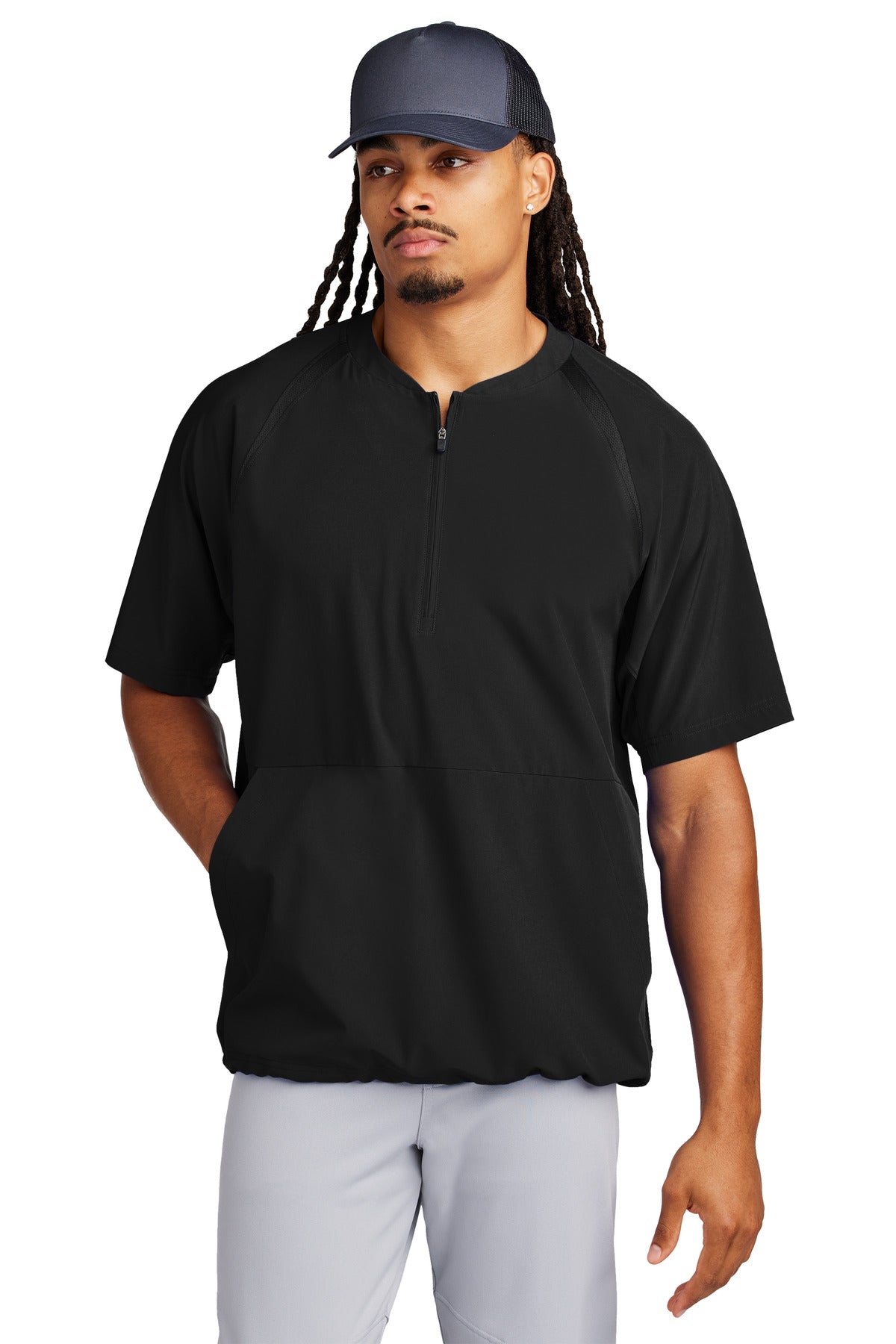 Sport-Tek Men's Repeat 1/2-Zip Short Sleeve Jacket Mens Apparel Sweatshirts & Fleece