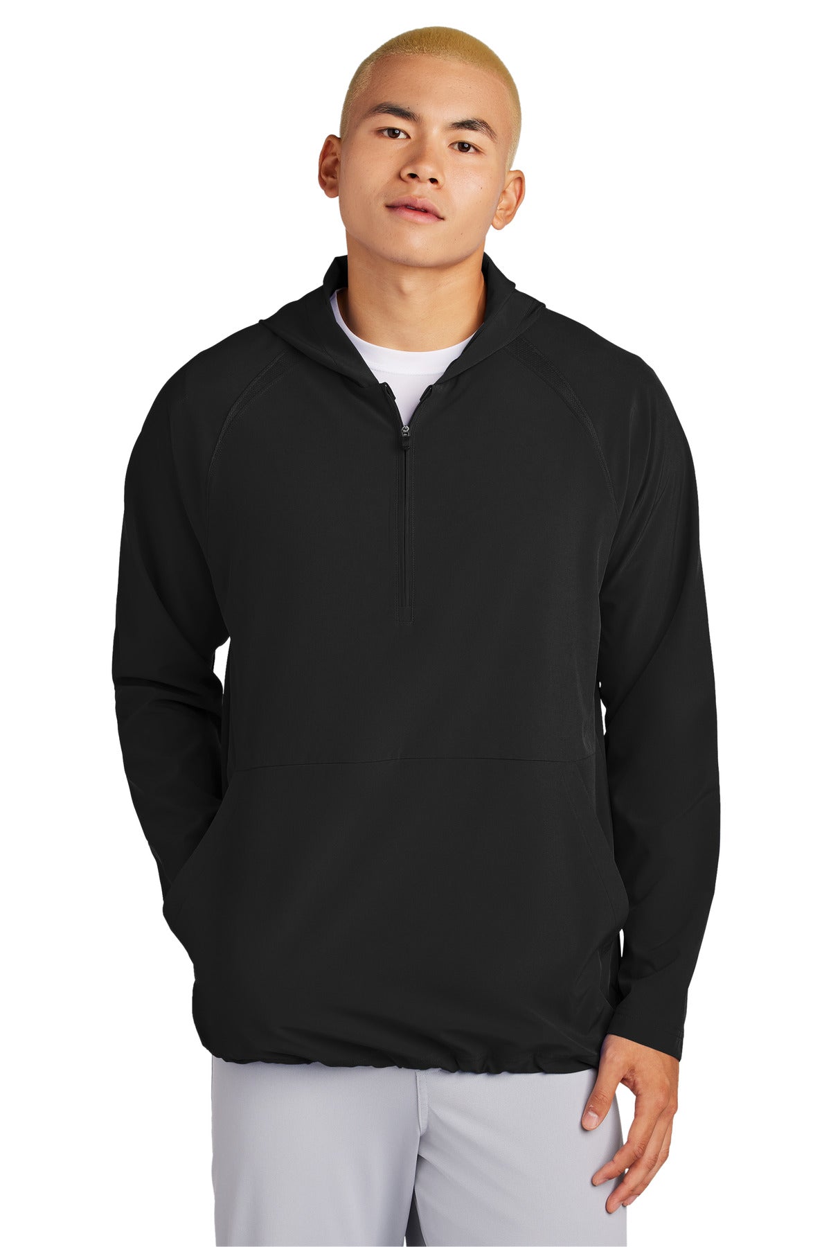 Sport-Tek Men's Repeat 1/2-Zip Long Sleeve Hooded Pullover JST488 Mens Apparel Sweatshirts & Fleece