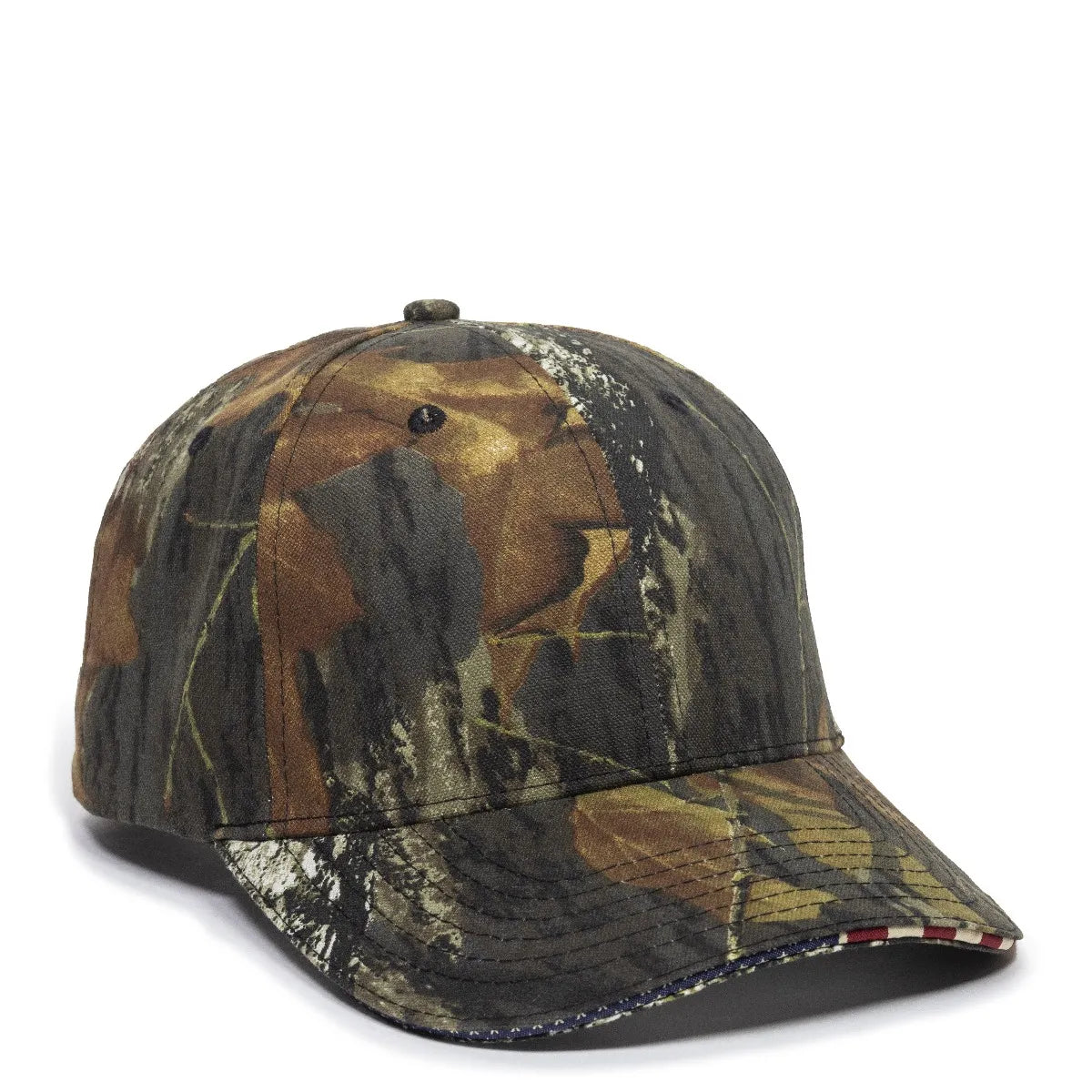 Outdoor Cap USA-350 Camo Structured Solid Back Hat Unisex Accessories Hats & Caps