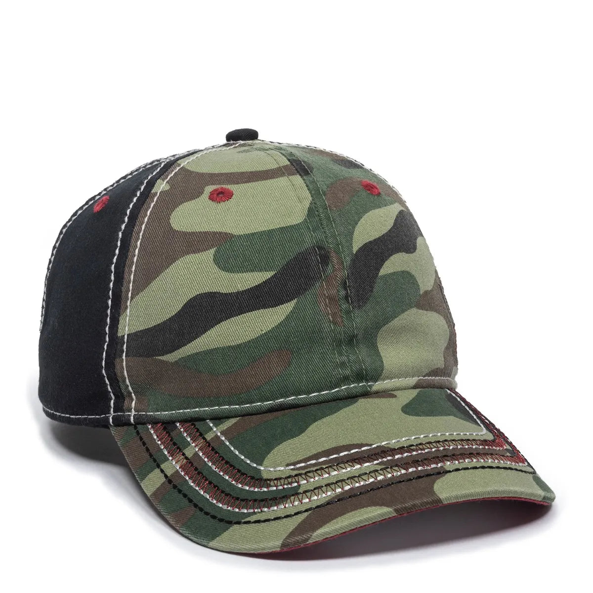 Outdoor Cap AGC-100 Generic Camo/ Black/ American Flag Unstructured Solid Back Hat Unisex Accessories Hats & Caps