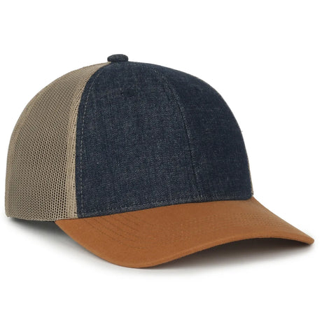 Outdoor Cap FFA-DNM Dark Blue/ Khaki/ Brown Structured Trucker Hat Unisex Accessories Hats & Caps