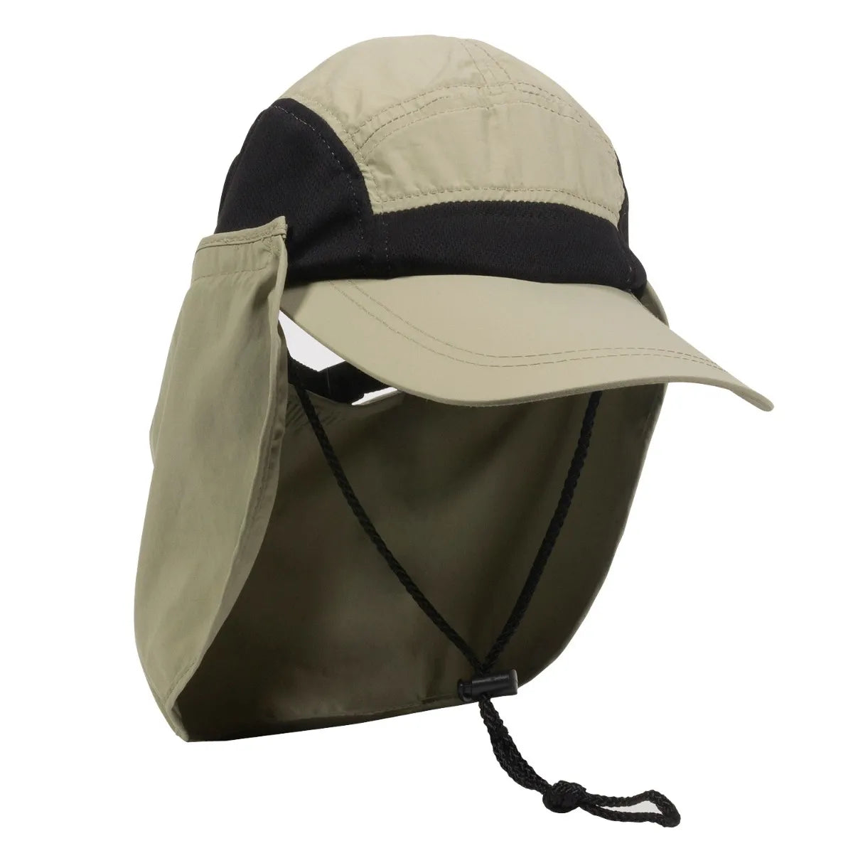 Outdoor Cap RR-002 Kahki/ Black Hat with Sun Cape Unisex Accessories Hats & Caps