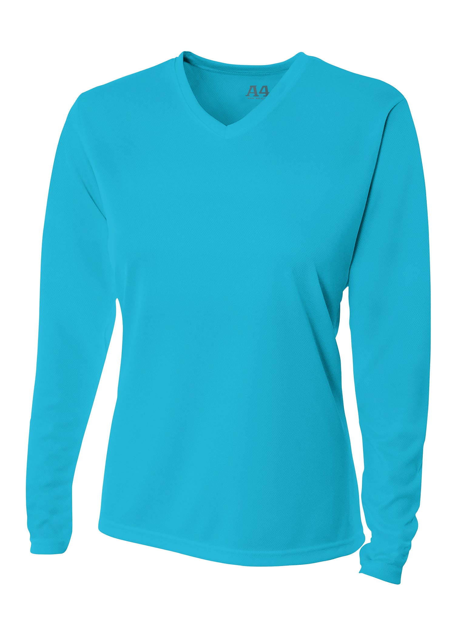A4 Womens Long Sleeve V-Neck Bird's Eye Mesh Tee Womens Apparel Shirts & Tops