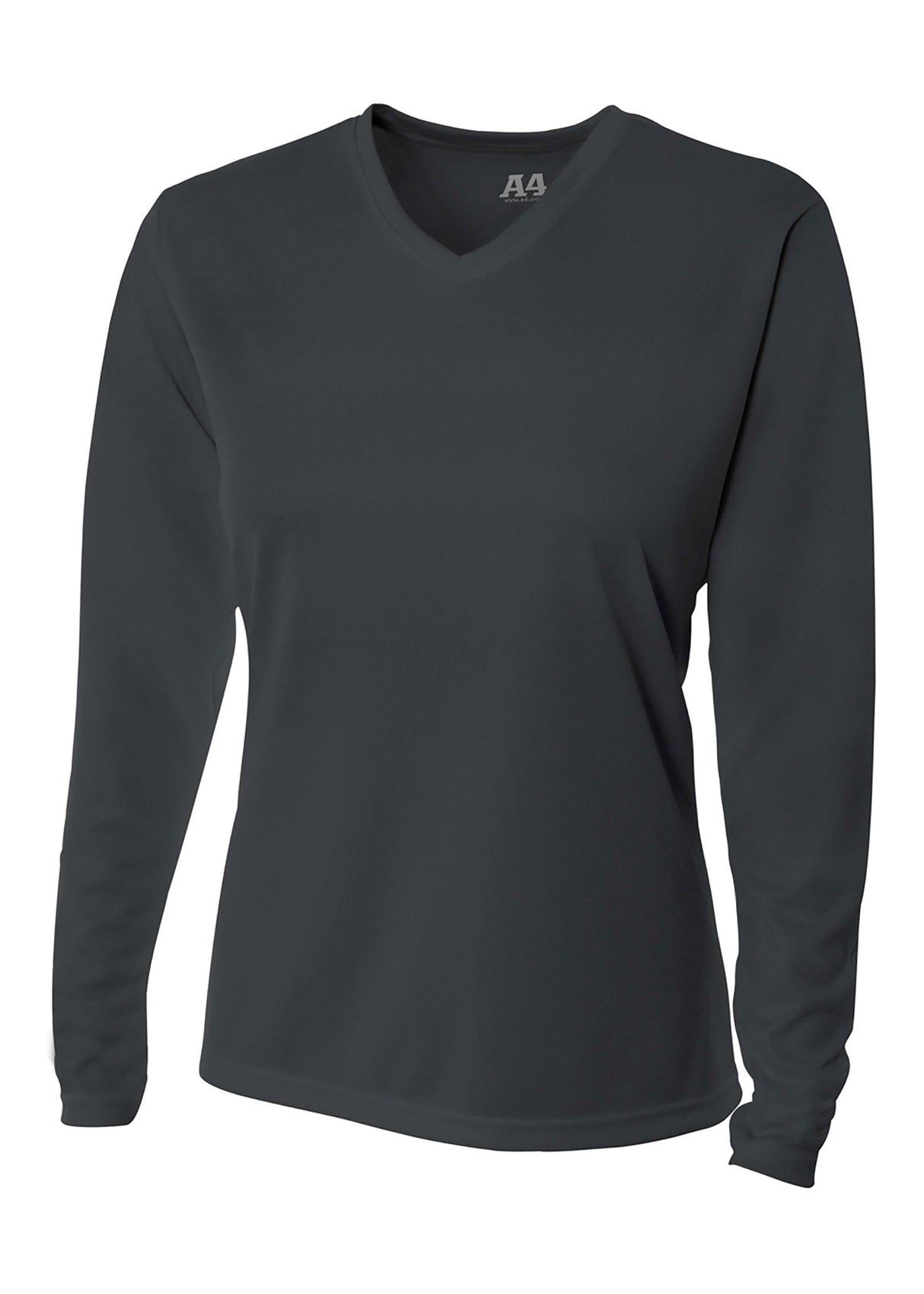 A4 Womens Long Sleeve V-Neck Bird's Eye Mesh Tee Womens Apparel Shirts & Tops