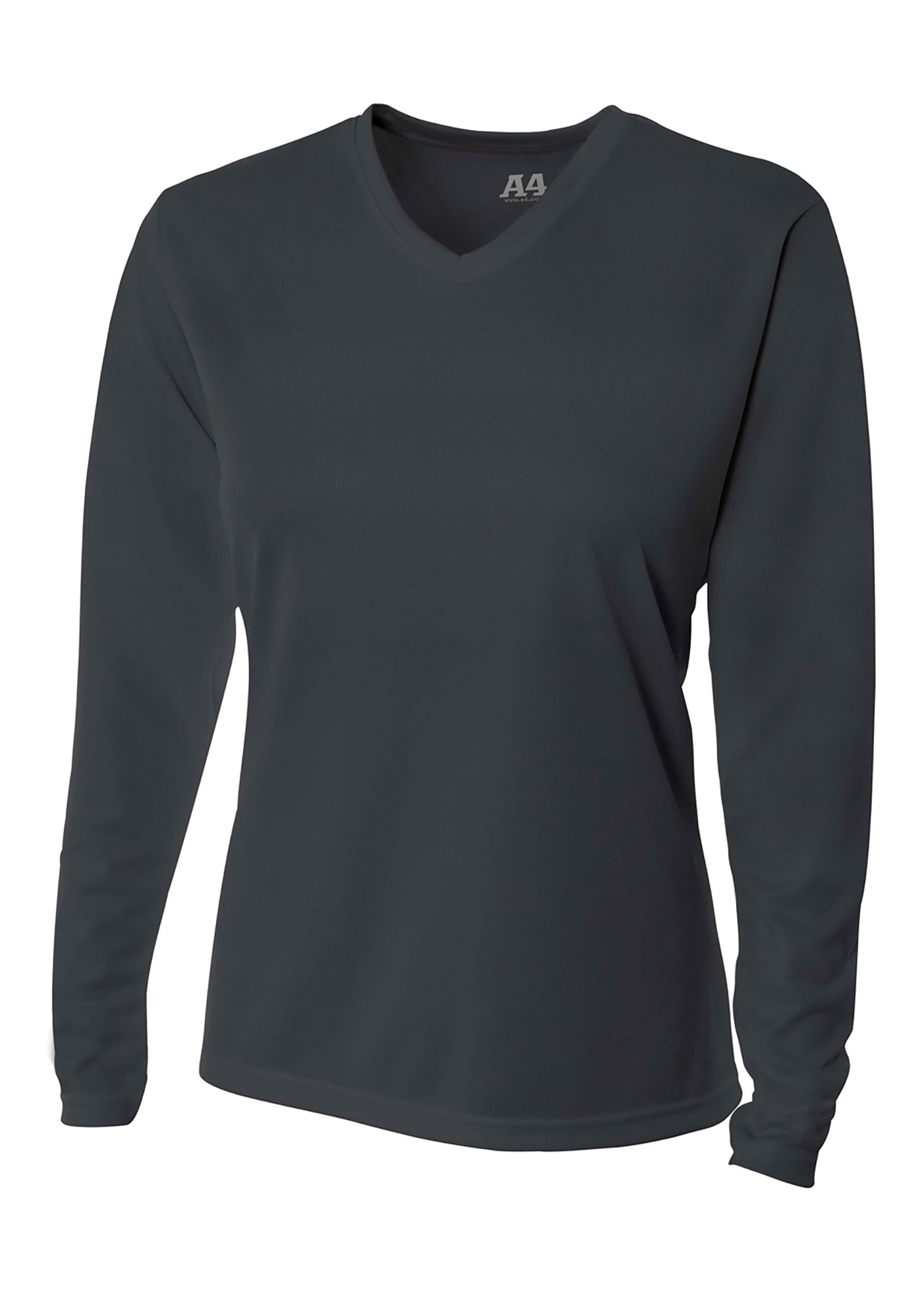 A4 Womens Long Sleeve V-Neck Bird's Eye Mesh Tee Womens Apparel Shirts & Tops
