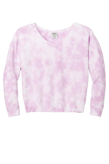Port & Company Ladies Beach Wash Cloud Tie-Dye V-Neck Sweatshirt LPC140V Womens Apparel Shirts & Tops